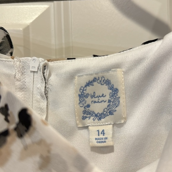 Blue Rain girls dress with cute black, brown print, size 14 - Picture 4 of 4